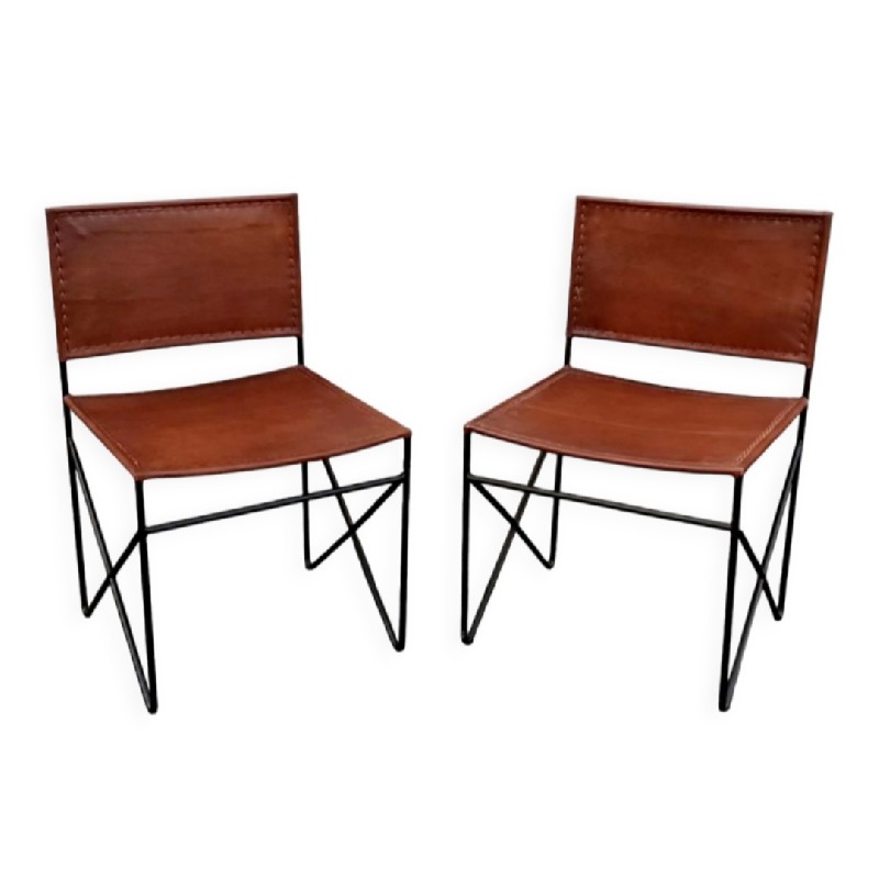 Paire de chaises en cuir - photo_1