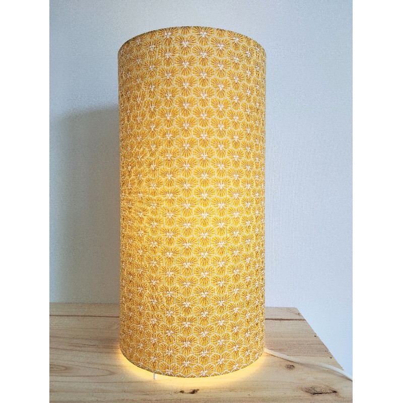 Lampe tube à poser jaune motifs géométriques - photo_1