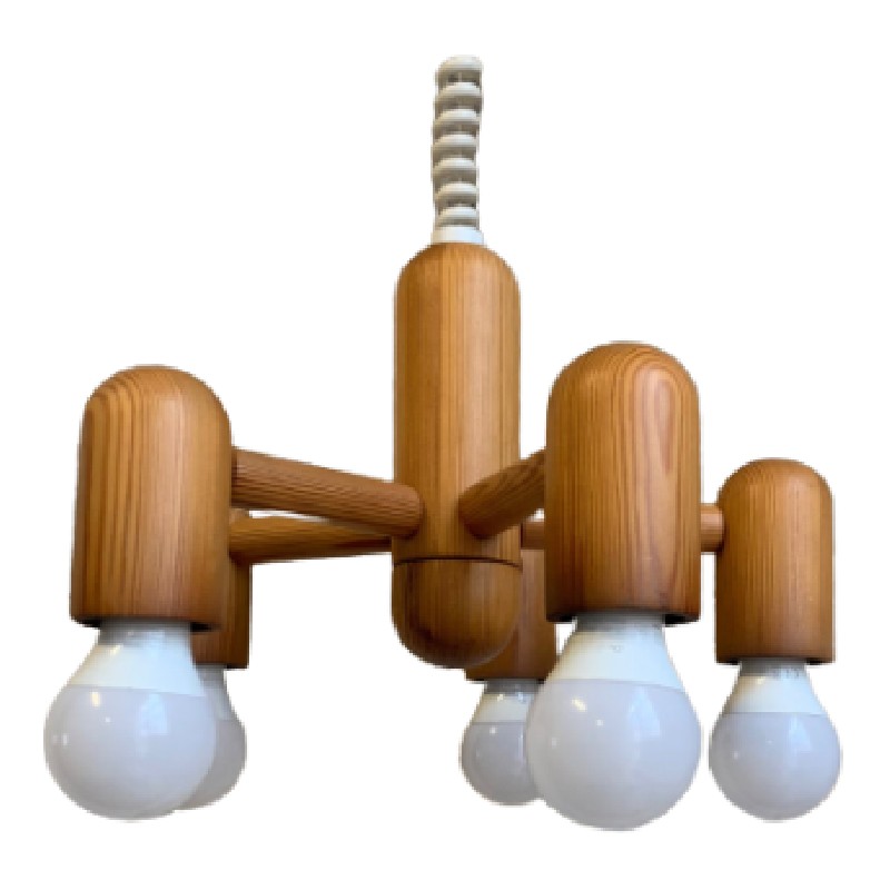 Lustre en pin, des années 80, par Hustadt – Leuchten - photo_2