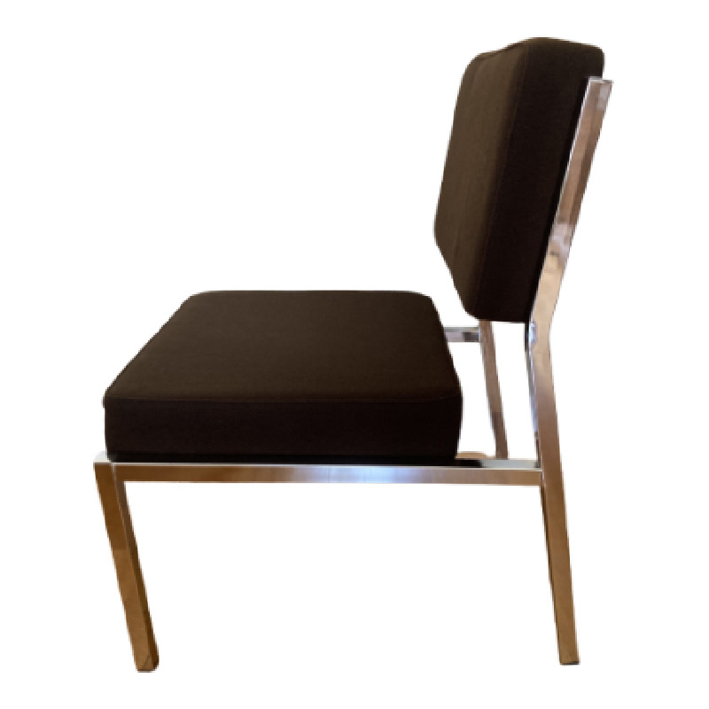 Paire de fauteuils bas chrome et tissu brun vintage - Fauteuils et Rocking Chairs vintage - photo_2