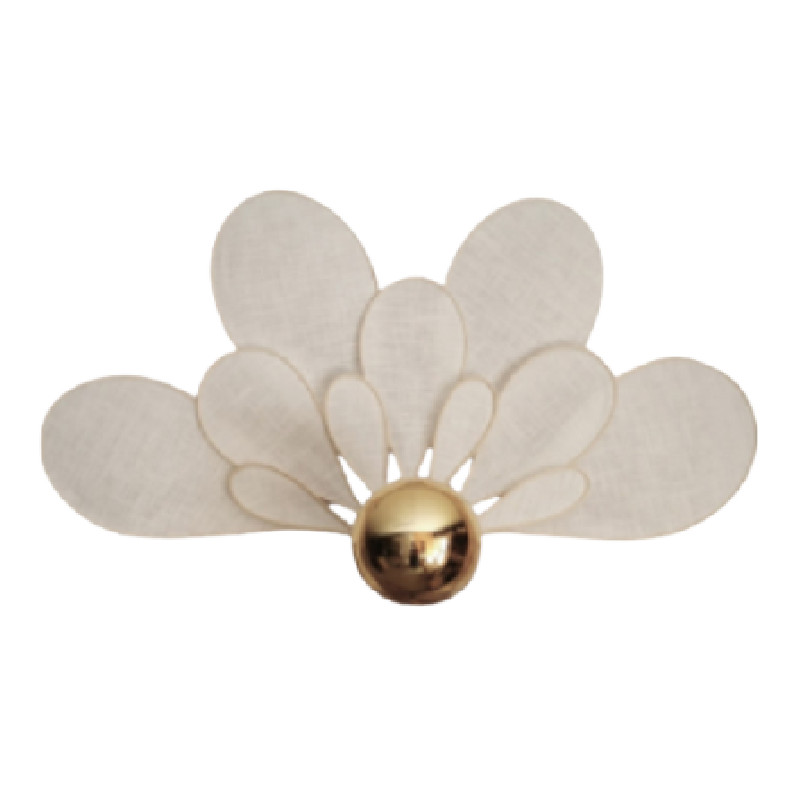 Applique, déco murale fleur 11 pétales en rotin et lin blanc - Modèle Art Déco - Teinte au choix - Lampes et veilleuses neuf - photo_2