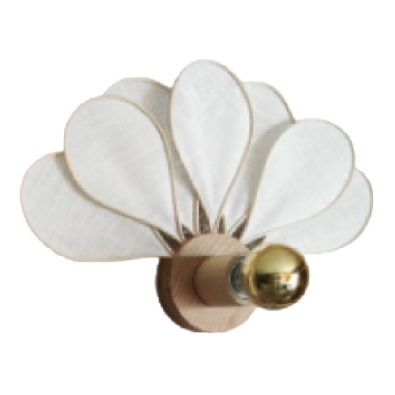 Applique murale fleur 7 pétales en rotin et lin - Modèle Art Déco, La Petite - Lampes et veilleuses - Lampes et veilleuses neuf - photo_2