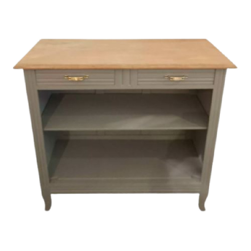 Buffet ouvert Art Déco rénové gris cendré et bois naturel - Buffets et enfilades vintage - photo_2