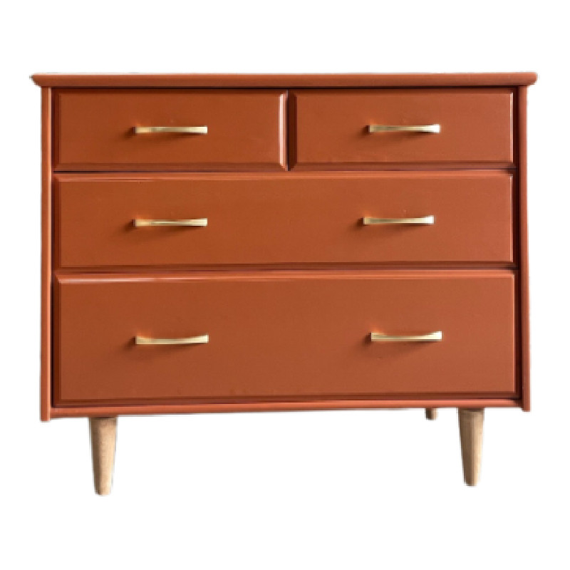Commode pieds fuseaux terracotta - Commodes et chiffonniers vintage - photo_2