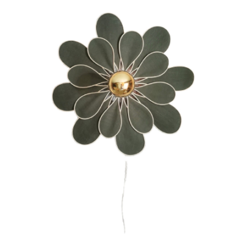 Applique, déco murale fleur, modèle Camélia, la Classique, 80cm de diamètre, 16 pétales en rotin et lin (teinte personnalisable) - Lampes et veilleuses neuf - photo_2
