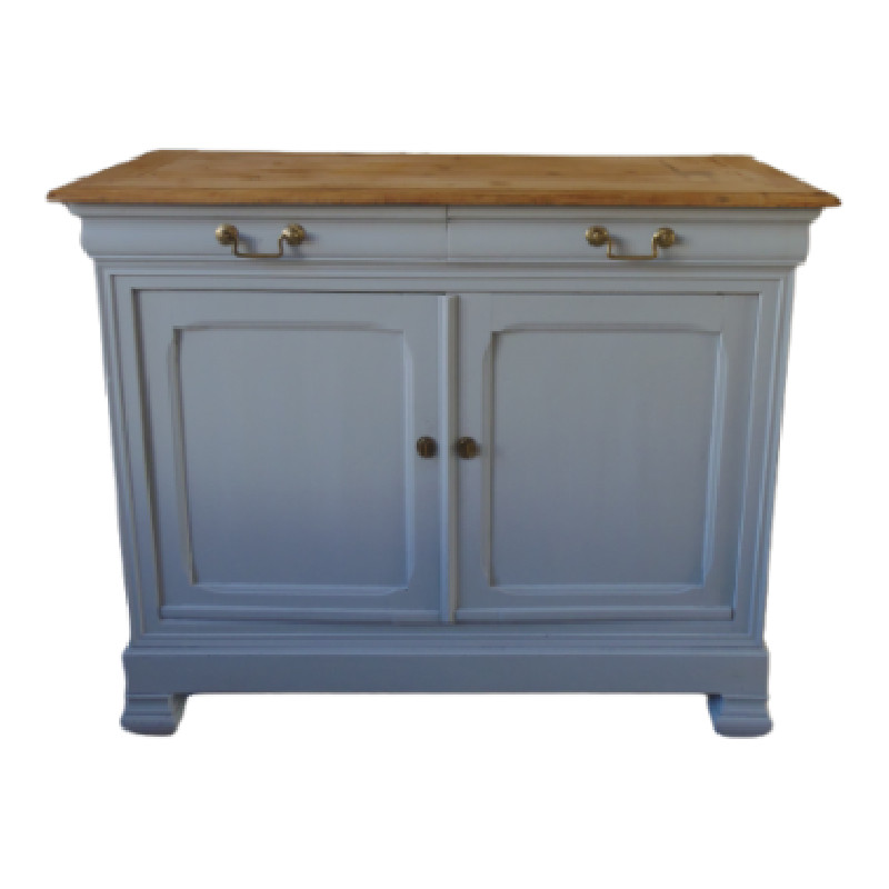 Buffet vintage gris perle, plateau en pitchpin. - Buffets et enfilades vintage - photo_2