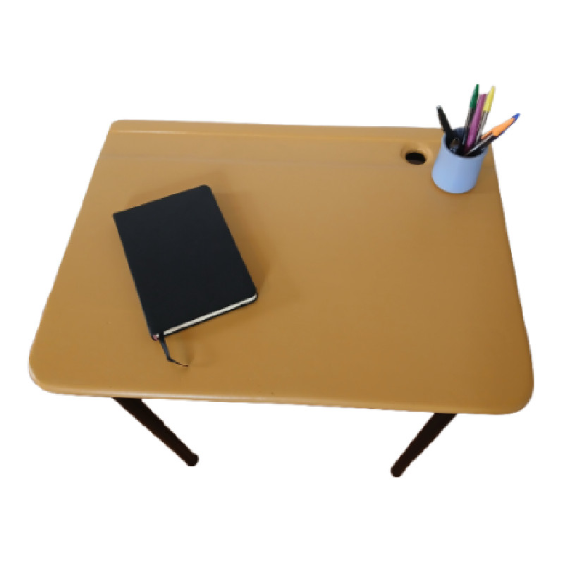 Bureau d'écolier ocre et bois - Bureaux vintage - photo_2