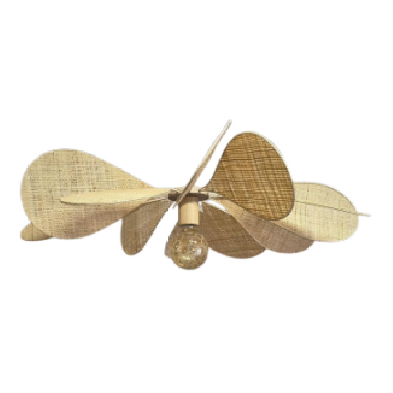 Suspension fleur, modèle Vent de Pétales, la Classique, 80cm de diamètre, 12 pales en rotin et lin (teinte personnalisable) - Lampes et veilleuses neuf - photo_2