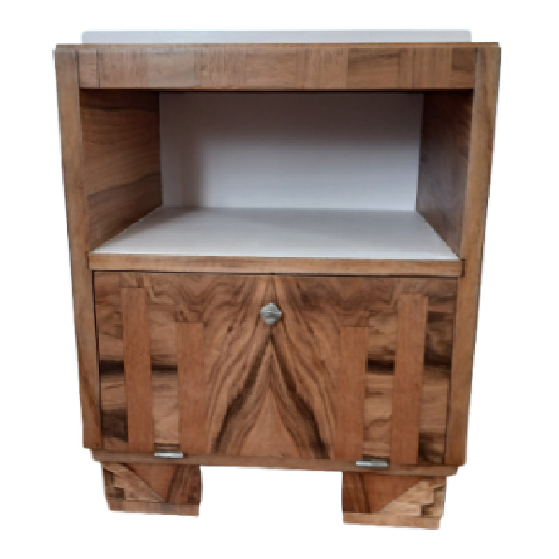 Table de chevet vintage rose marqueterie chêne - Chevets vintage vintage - photo_2