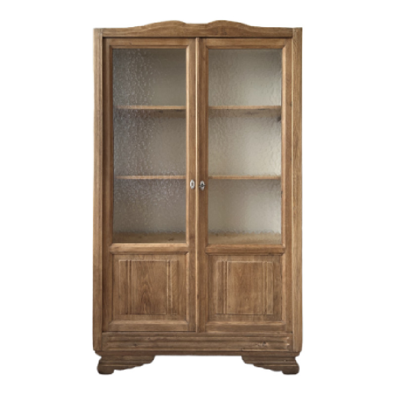 Armoire Vitrée en chêne brut (rénovée) - Armoires et Secrétaires vintage vintage - photo_2