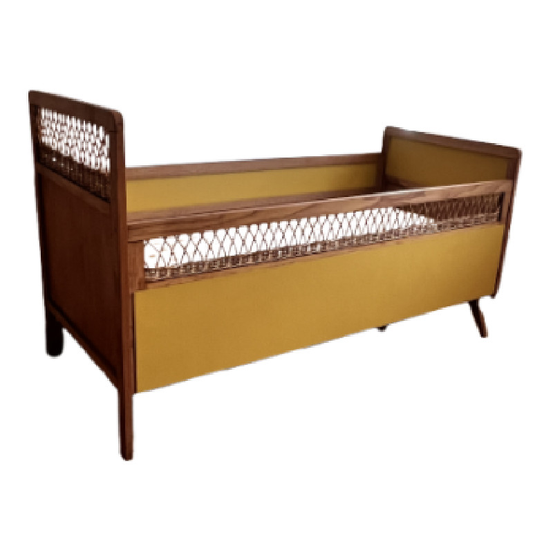 Lit rotin et bois vintage pour bébé - Lits bébé vintage vintage - photo_2